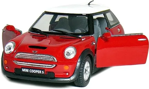 KiNSMART - Mini Cooper S 5" Coche de juguete modelo de metal fundido a presión a escala 1:28 (Bandera Británica Roja)