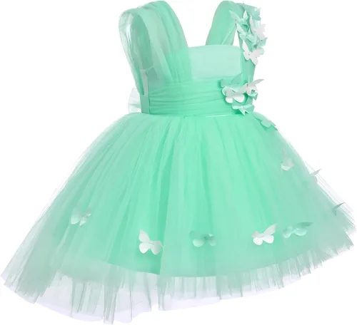Miniatura 2 de ODASDO Vestido de mariposa para bebés y niños pequeños, sin mangas, de tul alto, bajo, princesa, boda, ocasión especial, vestido de baile de noche
