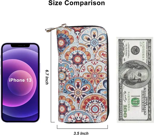 Miniatura 6 de Cartera de teléfono celular para mujer con doble cremallera y correa de muñeca extraíble