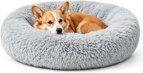 Miniatura 17 de Calming Donut Dog and Cat Bed for Indoor Cats, Anti-Anxiety Round Fluffy Soft Washable Small Pet Bed for Puppy and Kitten, Warming Comfortable