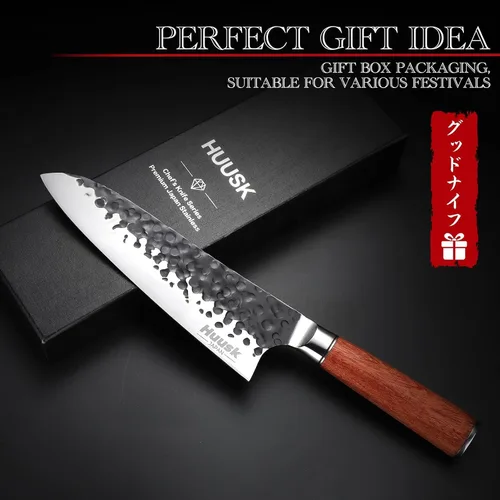 Miniatura 7 de Huusk Cuchillo de chef japonés, cuchillo Gyuto de 8 pulgadas con hoja de acero al carbono forjado a mano, cuchillos de chef de cocina profesionales