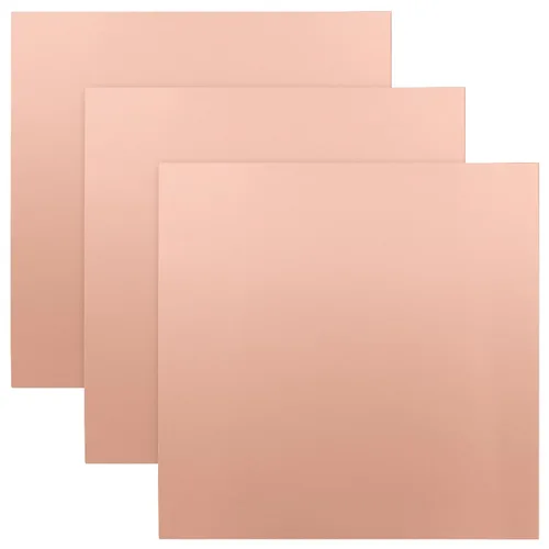 Paquete de 3 láminas de cobre puro de 12 x 12 pulgadas, placa de cobre de calibre 24 con película de doble protección, láminas de cobre de metal