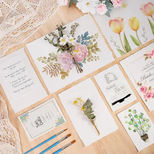 Miniatura 7 de 25 hojas de papel de acuarela de 8.5 x 11 pulgadas, papel de algodón rugoso/texturizado hecho a mano para acuarelas, invitaciones de boda, tarjetas