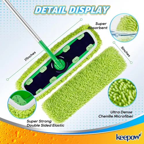 Miniatura 3 de KEEPOW Almohadillas XL reutilizables para trapeador compatibles con Swiffer XL Sweeper, paños de trapear secos extra grandes, paños de trapear