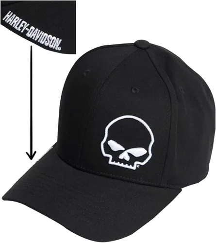 Miniatura 2 de Harley-Davidson - Gorra de béisbol para hombre, diseño de calavera torcida, color negro
