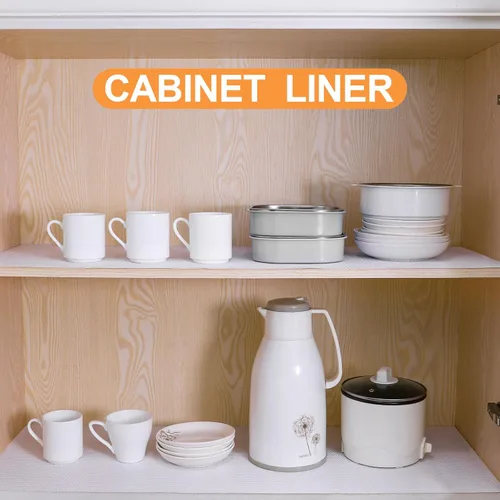 Miniatura 2 de Revestimiento de estante para armarios de cocina de 16 pulgadas: Alfombrilla impermeable para cajones de baño de 16" x 120 pulgadas blanca - Fácil