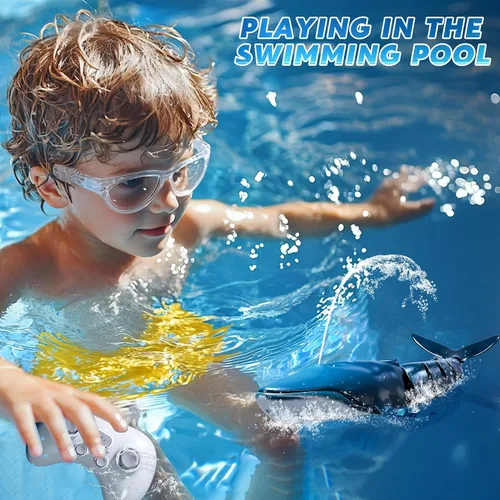 Miniatura 2 de Juguetes de tiburón ballena con control remoto para niños, escala 1:18 de alta simulación para piscina, tiburón eléctrico de 2.4Ghz con luz