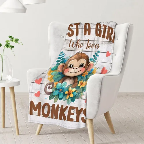 Miniatura 2 de Manta de mono de 30 x 40 pulgadas, tamaño de regazo, manta pequeña para niñas, mantas suaves y esponjosas para sofá, sala de estar y oficina