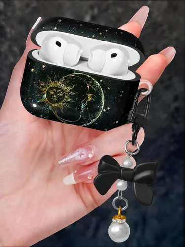 Miniatura 7 de Funda para AirPods Pro/Pro 2 con llavero de perlas, diseño de concha con purpurina para niñas, bonita y elegante funda Kawaii para Apple