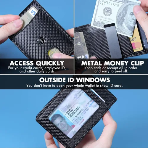 Miniatura 4 de Toughergun Slim Wallet for Men Wallet with Money Clip RFID Wallet with ID Window Quick Card Front Pocket
