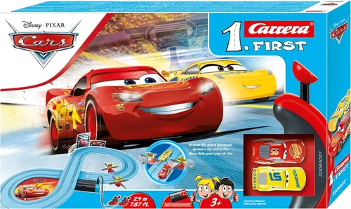 Miniatura 2 de Carrera FIRST, Disney/Pixar Cars - Pista de carrera en miniatura con 2 automóviles: Lightning McQueen y Dinoco Cruz, juego inicial de carrera a