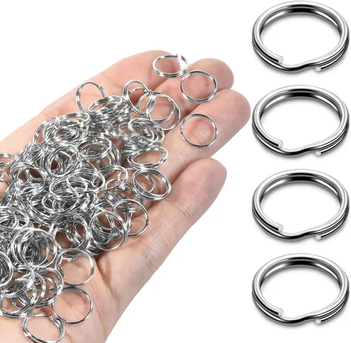 Miniatura 15 de 300 llaveros pequeños dorados de 1/2 pulgada, anillos divididos de doble bucle, mini llavero de metal para llavero, etiqueta de collar de mascotas