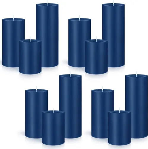 Miniatura 9 de Sumind Juego de 12 velas de pilar a granel de 3 x 4 pulgadas, 6 pulgadas, 8 pulgadas, sin goteo, sin perfume, velas largas y limpias para bodas, Rosa