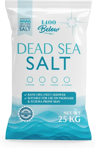 LA Salt Co.'s - Sal del Mar Muerto 100% pura y natural, bolsa de 55 libras, grano fino