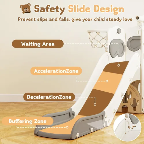 Miniatura 4 de Tobogán 8 en 1, tobogán interior para niños pequeños de 1 a 3 años y juego para interiores y exteriores, con almacenamiento, escalador, telescopio