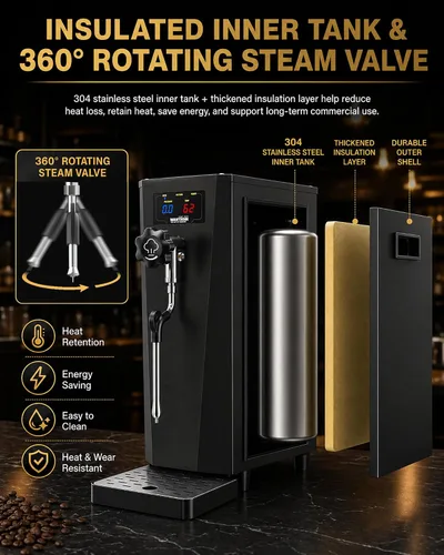 Miniatura 5 de WantJoin Espumador de leche comercial, máquina de vapor de leche comercial de calentamiento rápido de 20 segundos para café con leche capuchino
