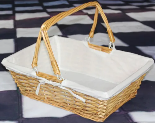 Miniatura 4 de Vintiquewise (TM) Cesta rectangular de sauce con forro de tela blanca
