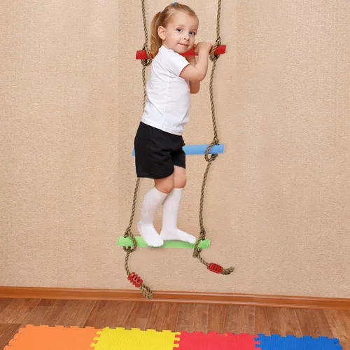 Miniatura 7 de Escalera de cuerda de campamento colorida de 7 pies para niños, escalera de escalada colgante para juego de columpio, parque infantil, casa
