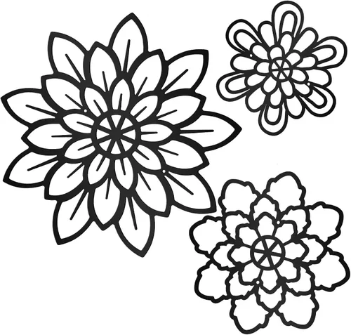 Moxweyeni 3 piezas de decoración de pared de flores de metal, arte de pared rústico de metal, decoración floral múltiple colgante para baño, sala de