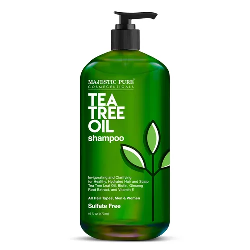 Majestic Pure Champú de Árbol de Té para Hombres y Mujeres - 16 onzas líquidas - Fórmula Hidratante Combate la Caspa, Piojos y Cuero Cabelludo