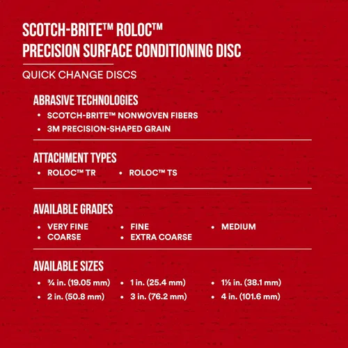 Miniatura 9 de Scotch-Brite - Disco de acondicionamiento de superficie de precisión Roloc TR, muy fino, cerámica, fibra no tejida, cambio fácil, 3 pulgadas, 25 por