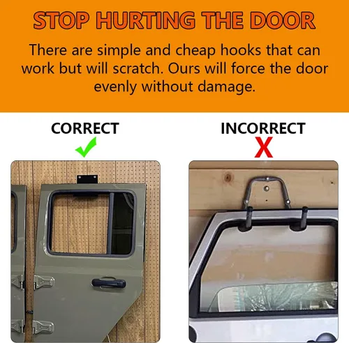 Miniatura 6 de A-KARCK Perchas de pared para Jeep, 2 piezas, soporte de almacenamiento de puerta con forro de goma compatible con Jeep Wrangler JK JKU JL