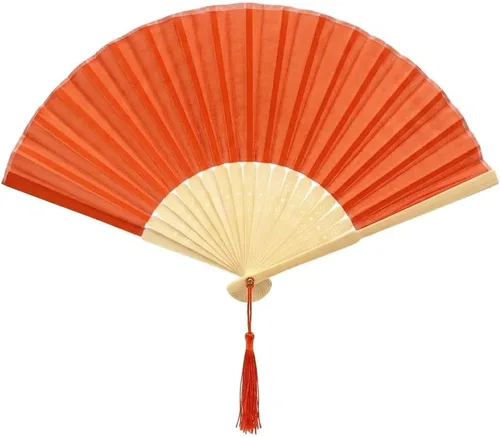 Miniatura 12 de Abanico de mano plegable de mano de tela con borla de grado A, varillas de bambú para mujeres y niñas, fiesta de verano, eventos, cumpleaños, boda