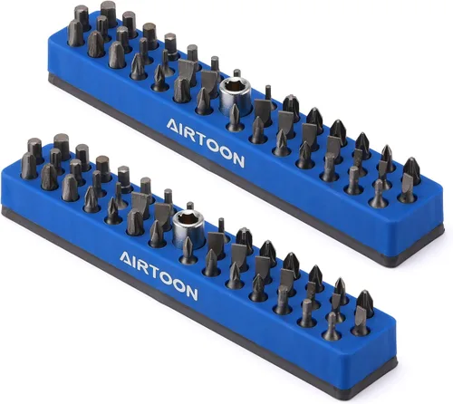 Miniatura 8 de 2 soportes magnéticos para puntas hexagonales de 1/4 de pulgada, almacenamiento de brocas de 43 agujeros con base magnética fuerte, organizador