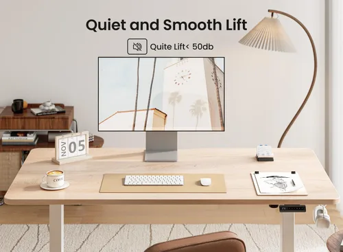 Miniatura 8 de BANTI Escritorio de pie de 48 × 24 pulgadas, ergonómico, altura eléctrica ajustable, para sentarse y ponerse de pie, escritorio de oficina para Arce
