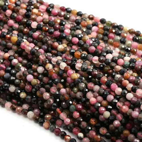 Miniatura 6 de Cuentas de turmalina, cuentas sueltas facetadas de piedras naturales para hacer joyas, pulseras, collares, tamaño 0.138 in, 2 hebras por paquete