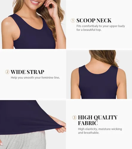 Miniatura 3 de Rosyline Camisetas sin mangas básicas sin mangas para mujer, 4 piezas, camisetas sin mangas