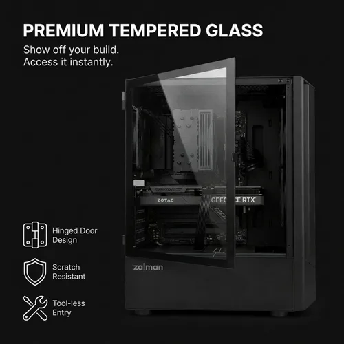 Miniatura 7 de Zalman FIT Basic ATX Mid-Tower Gaming PC case, Includes 1x 120mm PWM Rear Exhaust Fan, High Airflow Mesh Panel, Tempered Glass Side Panel, 360mm AIO
