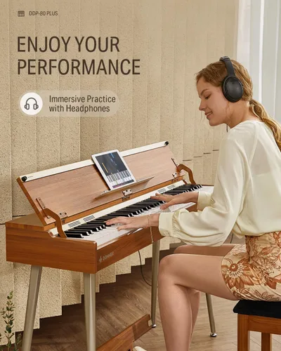 Miniatura 4 de Donner Piano digital DDP-80 PLUS + banco de piano blanco