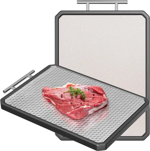 Tabla de cortar de acero inoxidable, tabla de cortar resistente a los arañazos para cocina, tabla de cortar doble cara de 16 * 11 pulgadas, acero