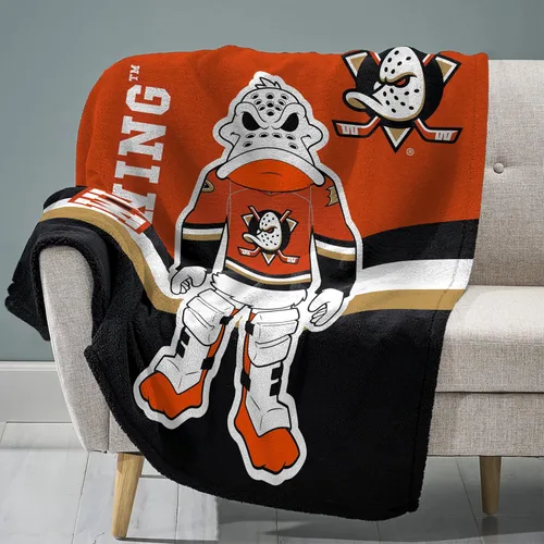 Sleep Squad Anaheim Ducks Wild Wing Mascot - Manta de felpa Raschel de 60 x 80 pulgadas, una manta de mascota de la NHL