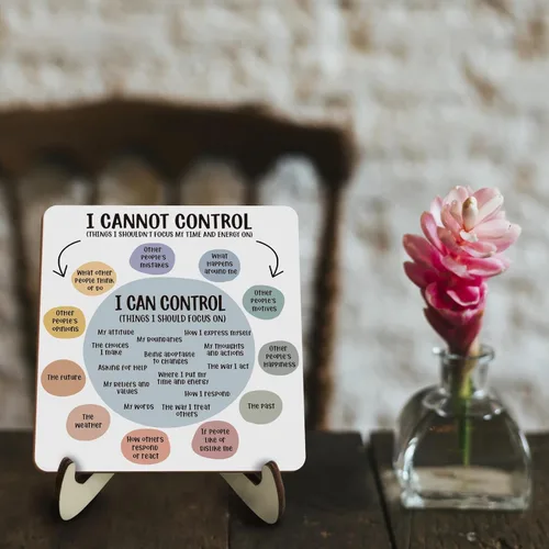 Miniatura 5 de Decoración inspiradora de oficina y trabajo, decoración rústica de madera para escritorio, regalos de salud mental, terapia, regalos de CannotControl