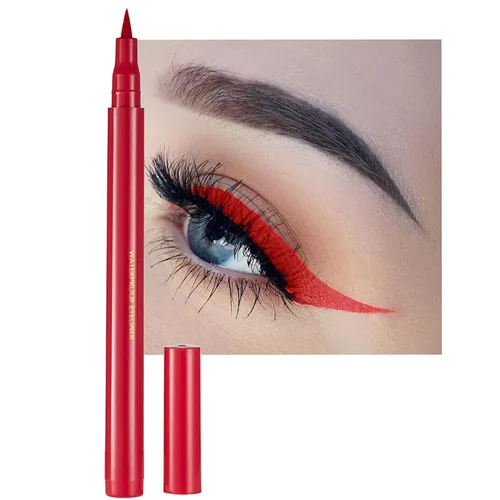 Delineador de ojos líquido, líquido delineador de ojos rojo, delineadores de ojos de colores de larga duración, blanco, negro, rojo, marrón, verde,