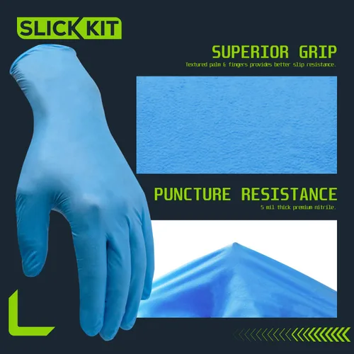 Miniatura 2 de Guantes de nitrilo desechables, guantes industriales de 5 mil sin látex ni polvo para limpieza automotriz, no estériles (Azul, M/8 (Paquete de 100))