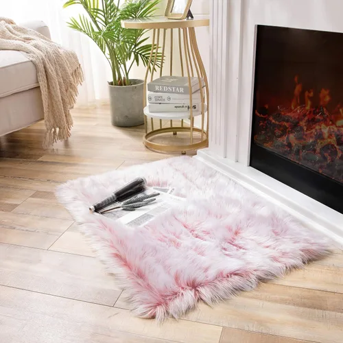 Miniatura 153 de Ashler Home Deco - Tapete de pelo sintético de oveja, mullido, suave, de 2 x 3 pies, lavable a máquina, dormitorio, habitación de los niños, sala