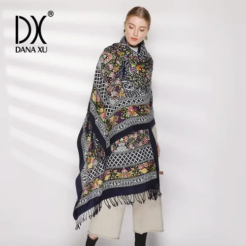 Miniatura 3 de DANA XU 100 Pure Wool Large Size Scarf Pashminas Shawls And Wraps For Women