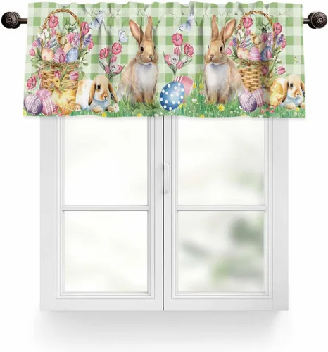Miniatura 27 de Cenefa de cortina con lazo rojo de Navidad para ventanas, sala de estar, cocina, baño, granja, bolas de Navidad de acuarela con diseño de bayas