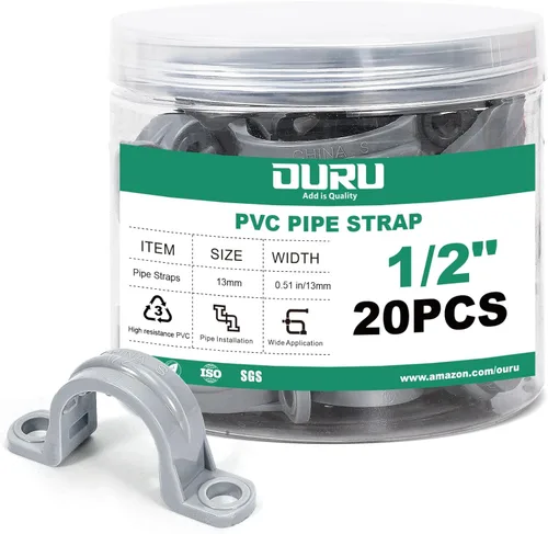 Miniatura 8 de OURU 16 correas de tubo de PVC de 1 pulgada, abrazadera de tubo de plástico de 2 agujeros, abrazadera de conducto para reforzar tuberías, conductos