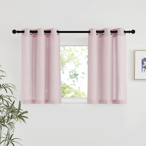 Miniatura 187 de NICETOWN Cortinas de lino natural con textura de lino para dormitorio, mezcla de lino rústica con ojales en la parte superior, semitransparentes