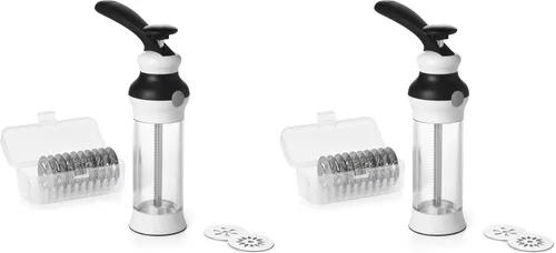 Miniatura 15 de OXO Good Grips Juego de Prensa para Galletas de 14 Piezas, Prensa para Galletas con 12 Discos de Acero Inoxidable y Estuche de Almacenamiento