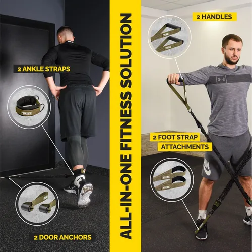 Miniatura 2 de Tube Resistance Bands for Working Out Men and Women - 180lb Exercise Bands Set with Handles, Resistance Band Bar, Ankle Straps, Foot Straps, Door