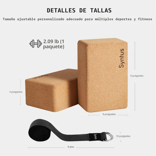Miniatura 2 de Syntus Yoga Block and Yoga Strap Set, 2 Soft Non-Slip Yoga Blocks 9×6×4 inches, 8FT Metal D-Ring Strap for Yoga, General Fitness, Pilates
