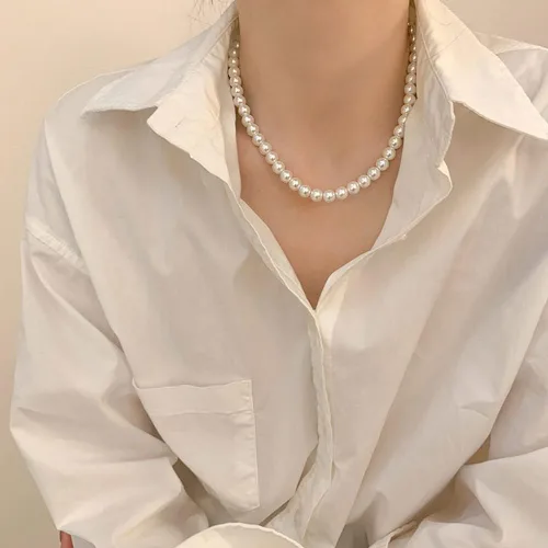 Miniatura 4 de Collar de perlas blancas para mujer, collar de perlas de imitación para niñas, gargantilla de perlas para mujeres y hombres, collar de novia