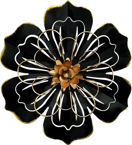 Miniatura 10 de Decoración de pared de flores de metal de 10 pulgadas, escultura floral rústica moderna, colgante de pared de hierro envejecido, decoración