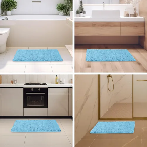 Miniatura 82 de Alfombra de baño pequeña de 12 x 18 pulgadas, lavable y absorbente, antideslizante, alfombra de baño de felpilla gruesa y suave para baño, ducha
