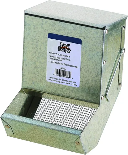 Miniatura 2 de Pet Lodge® Comedero de acero para animales pequeños con tapa, comedero para conejos, capacidad para varios días, 5 pulgadas
